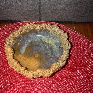 Handcrafted Ceramic Bowl with Textured Rim